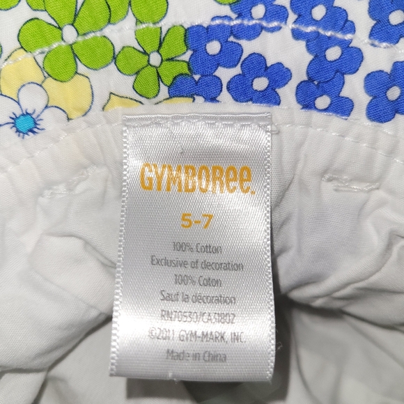 🌊 Vintage Gymboree Sea Splash Floral Print Sunhat Wide Brimmed Hat Girls 5-7 Yr - Picture 3 of 5